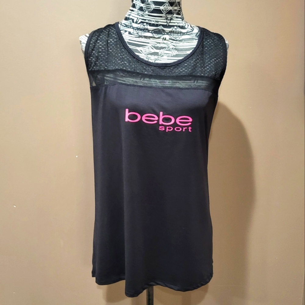 Bebe black mesh sport workout tank sz 3X *3/$30 Sale*
